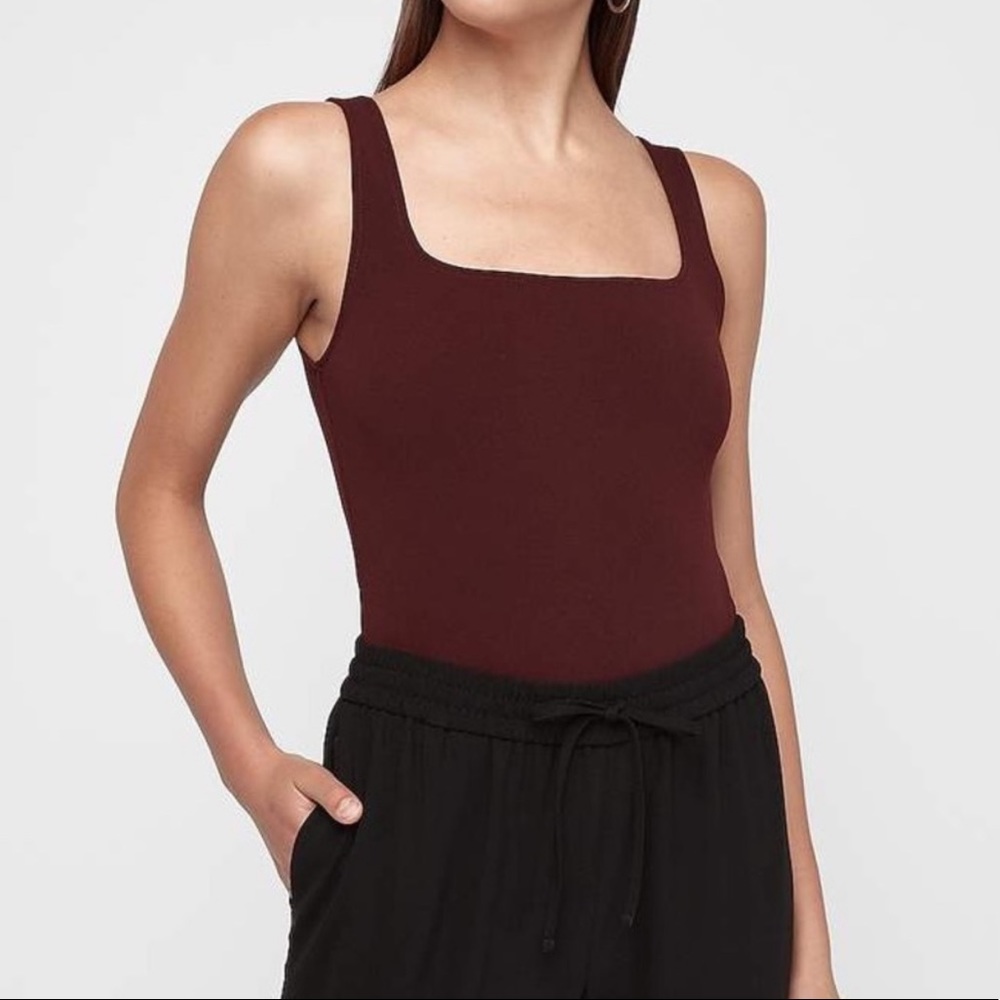 Express Square Neck Tank Thong Bodysuit (S)